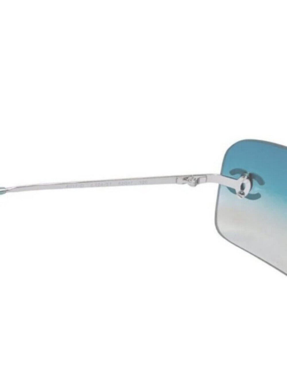 Chanel Vintage Sunglasses Rhinestone Crystal CC Logo Rimless Gradient Blue - Picture 9 of 10